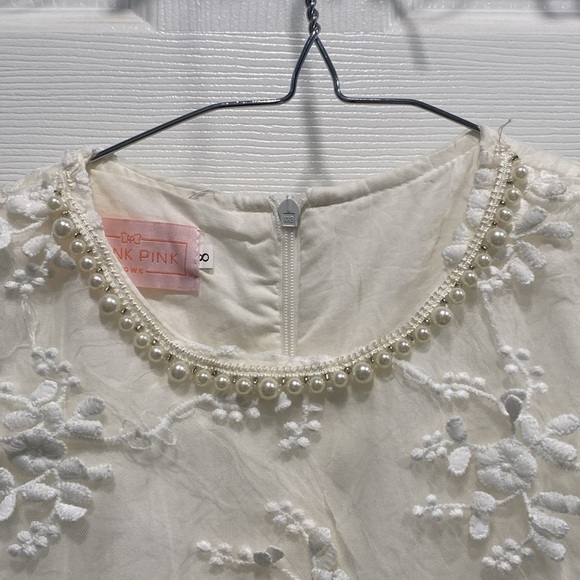 Girls ivory cream dress holiday embroidered size 8 - Picture 4 of 4